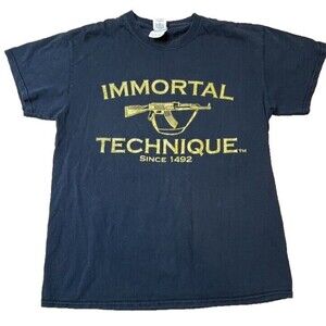 Vintage Immortal Technique Gorilla Republic AK-47 Black Gold Rap T Shirt Mens M